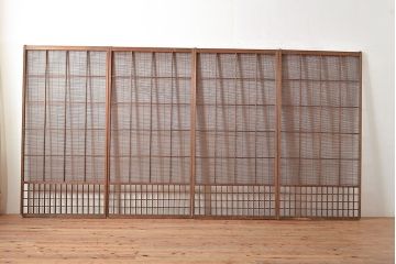 和製アンティーク　涼し気な空間作りにおすすめの御簾戸4枚セット(簾戸、簀戸、葭戸、夏障子、夏戸、葦戸)(R-048224)