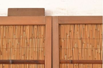 和製アンティーク　夏の暑さを快適にしてくれる、和の趣たっぷりの簀戸3枚セット(簾戸、簀戸、葭戸、夏障子、すど、葦戸)(R-048225)