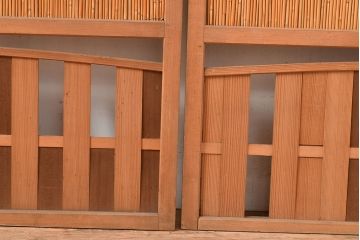 和製アンティーク　夏の暑さを快適にしてくれる、和の趣たっぷりの簀戸3枚セット(簾戸、簀戸、葭戸、夏障子、すど、葦戸)(R-048225)