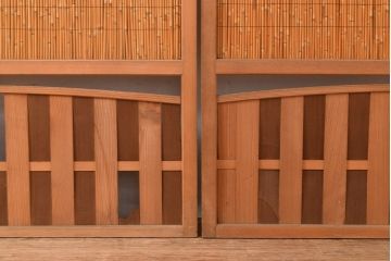 和製アンティーク　夏の暑さを快適にしてくれる、和の趣たっぷりの簀戸3枚セット(簾戸、簀戸、葭戸、夏障子、すど、葦戸)(R-048225)