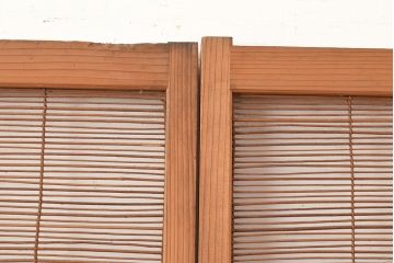 和製アンティーク　縁起物の透かし彫りがアクセントになる、品のある佇まいの簀戸2枚セット(簾戸、簀戸、葭戸、夏障子、すど、葦戸)(R-048227)