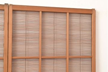 和製アンティーク　縁起物の透かし彫りがアクセントになる、品のある佇まいの簀戸2枚セット(簾戸、簀戸、葭戸、夏障子、すど、葦戸)(R-048227)