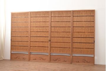 和製アンティーク　夏の暑さを快適にしてくれる、品のある佇まいの簀戸4枚セット(簾戸、簀戸、葭戸、夏障子、すど、葦戸)(R-048229)