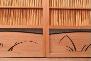 和製アンティーク　透かし彫りが風情を高める御簾戸4枚セット(簾戸、簀戸、葭戸、夏障子、すど、葦戸)(R-048230)