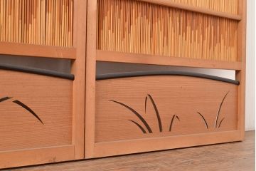 和製アンティーク　透かし彫りが風情を高める御簾戸4枚セット(簾戸、簀戸、葭戸、夏障子、すど、葦戸)(R-048230)