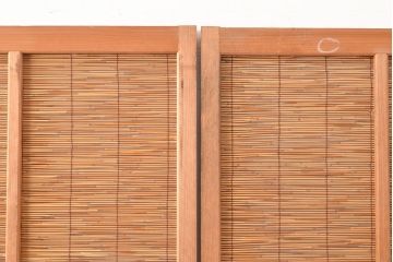 和製アンティーク　涼しげな空間作りに活躍する御簾戸2枚セット(簾戸、簀戸、葭戸、夏障子、すど、葦戸)(R-048232)