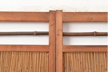 和製アンティーク　趣溢れる空間作りにおすすめな御簾戸2枚セット(簾戸、簀戸、葭戸、夏障子、すど、葦戸)(R-048233)