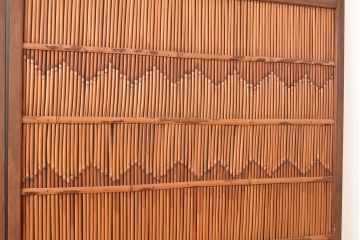 和製アンティーク　お部屋のアクセントにもおすすめ!ジグザク模様がお洒落な御簾戸2枚セット(簾戸、簀戸、葭戸、夏障子、すど、葦戸)(R-048234)