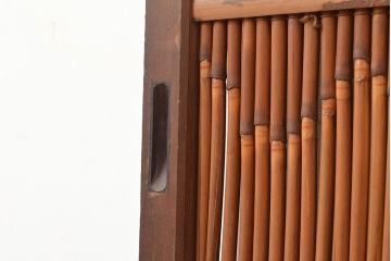 和製アンティーク　お部屋のアクセントにもおすすめ!ジグザク模様がお洒落な御簾戸2枚セット(簾戸、簀戸、葭戸、夏障子、すど、葦戸)(R-048234)