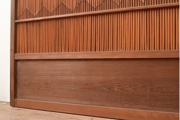 和製アンティーク　お部屋のアクセントにもおすすめ!ジグザク模様がお洒落な御簾戸2枚セット(簾戸、簀戸、葭戸、夏障子、すど、葦戸)(R-048234)