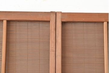 和製アンティーク　千鳥の透かし彫りがアクセントの御簾戸4枚セット(簾戸、簀戸、葭戸、夏障子、すど、葦戸)(R-048236)