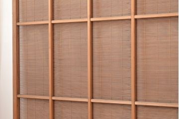 和製アンティーク　千鳥の透かし彫りがアクセントの御簾戸4枚セット(簾戸、簀戸、葭戸、夏障子、すど、葦戸)(R-048236)