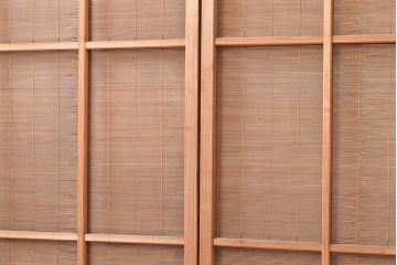 和製アンティーク　千鳥の透かし彫りがアクセントの御簾戸4枚セット(簾戸、簀戸、葭戸、夏障子、すど、葦戸)(R-048236)