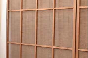 和製アンティーク　千鳥の透かし彫りがアクセントの御簾戸4枚セット(簾戸、簀戸、葭戸、夏障子、すど、葦戸)(R-048236)
