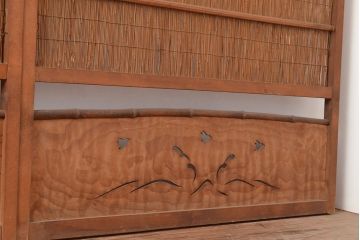 和製アンティーク　和レトロなインテリアに!波千鳥の透かし彫りが愛らしい御簾戸4枚セット(簾戸、簀戸、葭戸、夏障子、すど、葦戸)(R-048237)