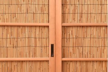 和製アンティーク　波千鳥の透かし彫りがお洒落なアクセントになった御簾戸2枚セット(簾戸、簀戸、葭戸、夏障子、すど、葦戸)(R-048239)