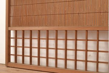 和製アンティーク　マス目格子がアクセントの風流な御簾戸2枚セット(きつね格子、狐格子、簾戸、簀戸、葭戸、夏障子、夏戸、すど、葦戸)(R-048248)