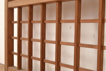 和製アンティーク　マス目格子がアクセントの風流な御簾戸2枚セット(きつね格子、狐格子、簾戸、簀戸、葭戸、夏障子、夏戸、すど、葦戸)(R-048248)