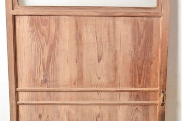 ヴィンテージ建具　昭和中期　窓付き　シンプルなデザインと味のある木肌が魅力的な木製ドア1枚　(R-048250)