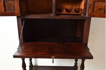 中古　松本民芸家具　コレクションにもおすすめ!クラシックな雰囲気が格好いいS.P型ワインボード(ワインラック、収納棚、戸棚、SP型、キャビネット)(定価約99万円)(R-048254)