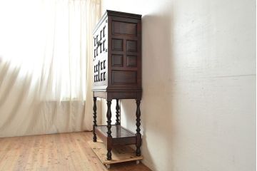 中古　松本民芸家具　コレクションにもおすすめ!クラシックな雰囲気が格好いいS.P型ワインボード(ワインラック、収納棚、戸棚、SP型、キャビネット)(定価約99万円)(R-048254)
