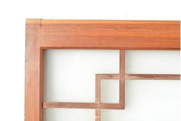 和製アンティーク　腰板桑材　珍しいデザインが目を引く裏ガラス入り格子戸3枚セット(引き戸、建具、ガラス戸)(R-048256)