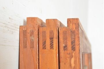 和製アンティーク　腰板桑材　珍しいデザインが目を引く裏ガラス入り格子戸3枚セット(引き戸、建具、ガラス戸)(R-048256)