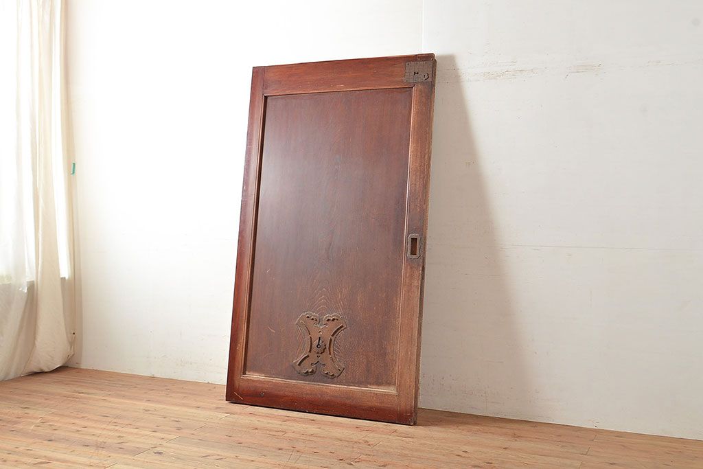 アンティーク建具　明治期　欅(ケヤキ)材の一枚板を使用した贅沢なつくりの蔵戸1枚　(R-048262)