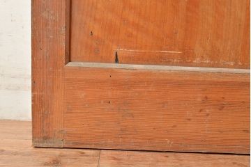 アンティーク建具　ヒノキ材　粋な和の雰囲気を盛り上げる亀甲金網付きの蔵戸(引き戸、玄関戸)(R-048263)