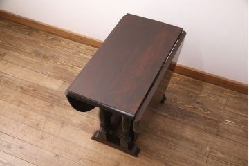 中古　松本民芸家具　深みのある色味がシックな#28型バタフライテーブル(バタフライ卓、ゲートレッグテーブル、ダイニングテーブル)(R-048266)