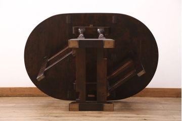 中古　松本民芸家具　深みのある色味がシックな#28型バタフライテーブル(バタフライ卓、ゲートレッグテーブル、ダイニングテーブル)(R-048266)