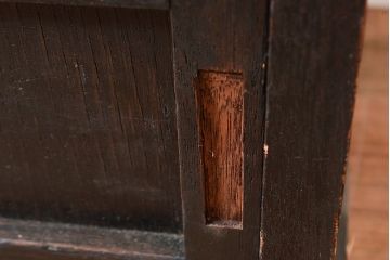 大正ロマン　時代物の色ガラス入り!タバコ屋さんで使われていた天枠付きのガラスケース(陳列棚、ショーケース)(R-048270)