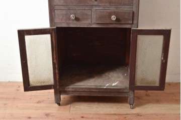 和製アンティーク　ノスタルジックな雰囲気が素敵な医療用キャビネット(ケビント、収納棚、サイドキャビネット)(R-048271)