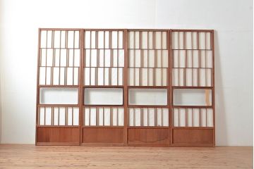 アンティーク建具　経年により味わいを増した木の風合いが魅力的な障子戸4枚セット(引き戸、建具)(R-048272)