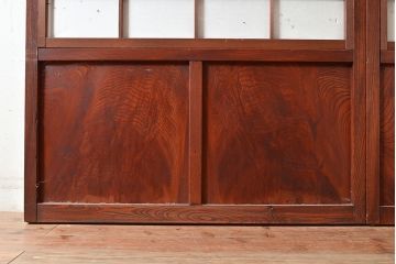 アンティーク建具　上手物!ケヤキ材が使われた和の趣溢れる格子戸2枚セット(障子戸、引き戸、建具)(R-048275)