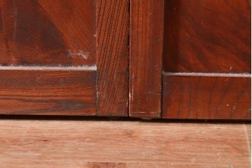 アンティーク建具　上手物!ケヤキ材が使われた和の趣溢れる格子戸2枚セット(障子戸、引き戸、建具)(R-048275)