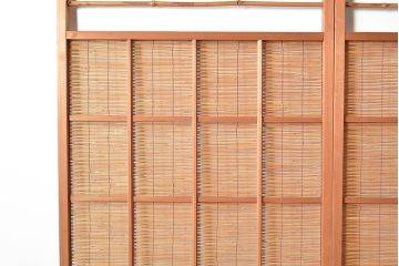 和製アンティーク　光の変化が楽しめる、異なるデザインを組み合わせた御簾戸4枚セット(建具、簾戸、簀戸、葭戸、夏障子、すど、葦戸)(R-048277)