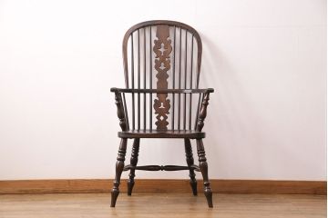 中古　松本民芸家具　#44A型　座り心地の良さと優美なデザインが魅力的なウィンザーチェア(アームチェア、椅子、ウインザーチェア)(定価約18万円)(R-048286)