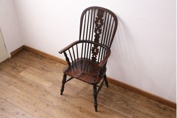 中古　松本民芸家具　#44A型　座り心地の良さと優美なデザインが魅力的なウィンザーチェア(アームチェア、椅子、ウインザーチェア)(定価約18万円)(R-048288)