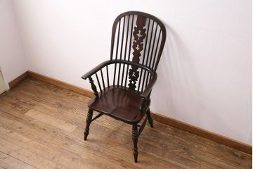 中古　松本民芸家具　#44A型　座り心地の良さと優美なデザインが魅力的なウィンザーチェア(アームチェア、椅子、ウインザーチェア)(定価約18万円)(R-048289)