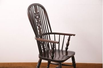中古　松本民芸家具　#44A型　座り心地の良さと優美なデザインが魅力的なウィンザーチェア(アームチェア、椅子、ウインザーチェア)(定価約18万円)(R-048290)