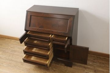 中古　北海道民芸家具　希少　絶版品!品のある佇まいが魅力的な高山式ライティングビューロー(簿記机、在宅ワーク、在宅用ワークデスク、引き出し、チェスト)(R-048293)