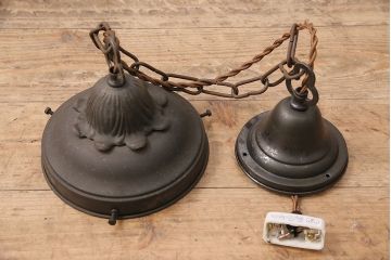 和製アンティーク　大振りサイズ　植物モチーフのブラケットがお洒落なペンダントライト(天井照明)(R-048297)