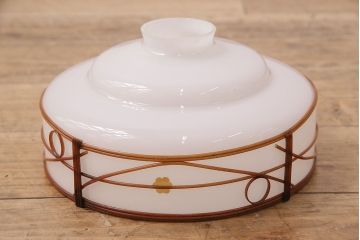 アンティーク照明　昭和中期　セルロイド装飾とお花のモチーフが柔らかく光る天井照明(ペンダントライト、吊り下げ照明)(R-048298)