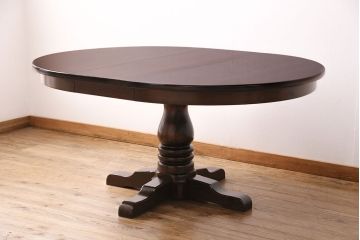 アメリカヴィンテージ　ETHAN ALLEN(イーセンアーレン)　重厚な落ち着いた雰囲気が魅力的なエクステンションテーブル(ダイニングテーブル、ビンテージ)(R-048302)