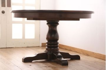 アメリカヴィンテージ　ETHAN ALLEN(イーセンアーレン)　重厚な落ち着いた雰囲気が魅力的なエクステンションテーブル(ダイニングテーブル、ビンテージ)(R-048302)