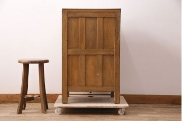 昭和レトロ　雰囲気作りにぴったり!ノスタルジックなナラ材製冷蔵庫(木製冷蔵庫、ディスプレイ、収納棚、戸棚)(R-048304)