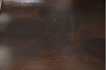 中古　ETHAN ALLEN(イーセンアーレン)　パイン材　挽き物の意匠がおしゃれ!落ち着いた色合いが魅力のチェア4脚セット(アームチェア、板座チェア)(R-048305)