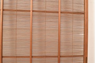 和製アンティーク　「千両」小判の透かしがアクセントの御簾戸1枚(建具、簾戸、簀戸、葭戸、夏障子、夏戸、すど、葦戸)(R-048307)