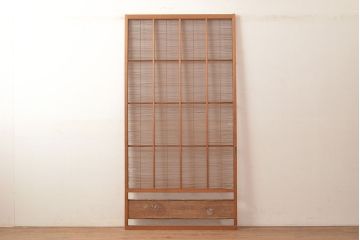 和製アンティーク　「千両」小判の透かしがアクセントの御簾戸1枚(建具、簾戸、簀戸、葭戸、夏障子、夏戸、すど、葦戸)(R-048307)